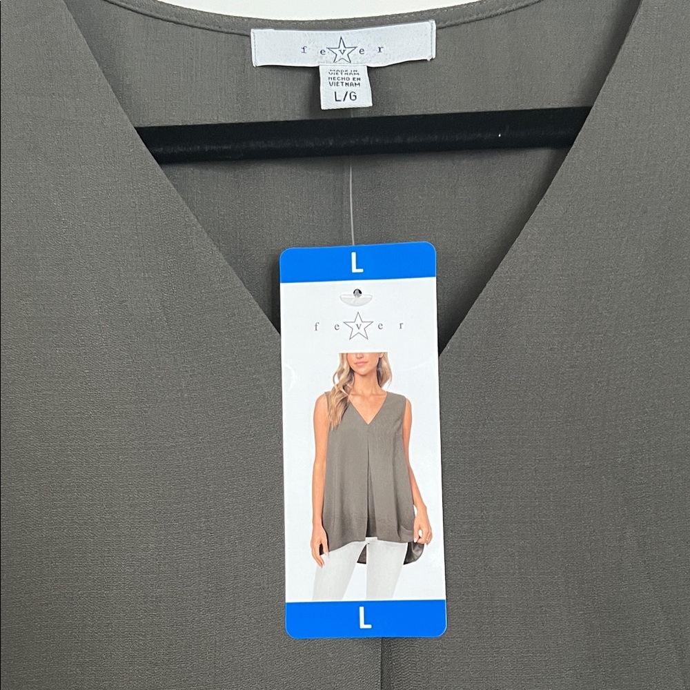 Dark Olive Sleeveless Blouse - Picture 2 of 3